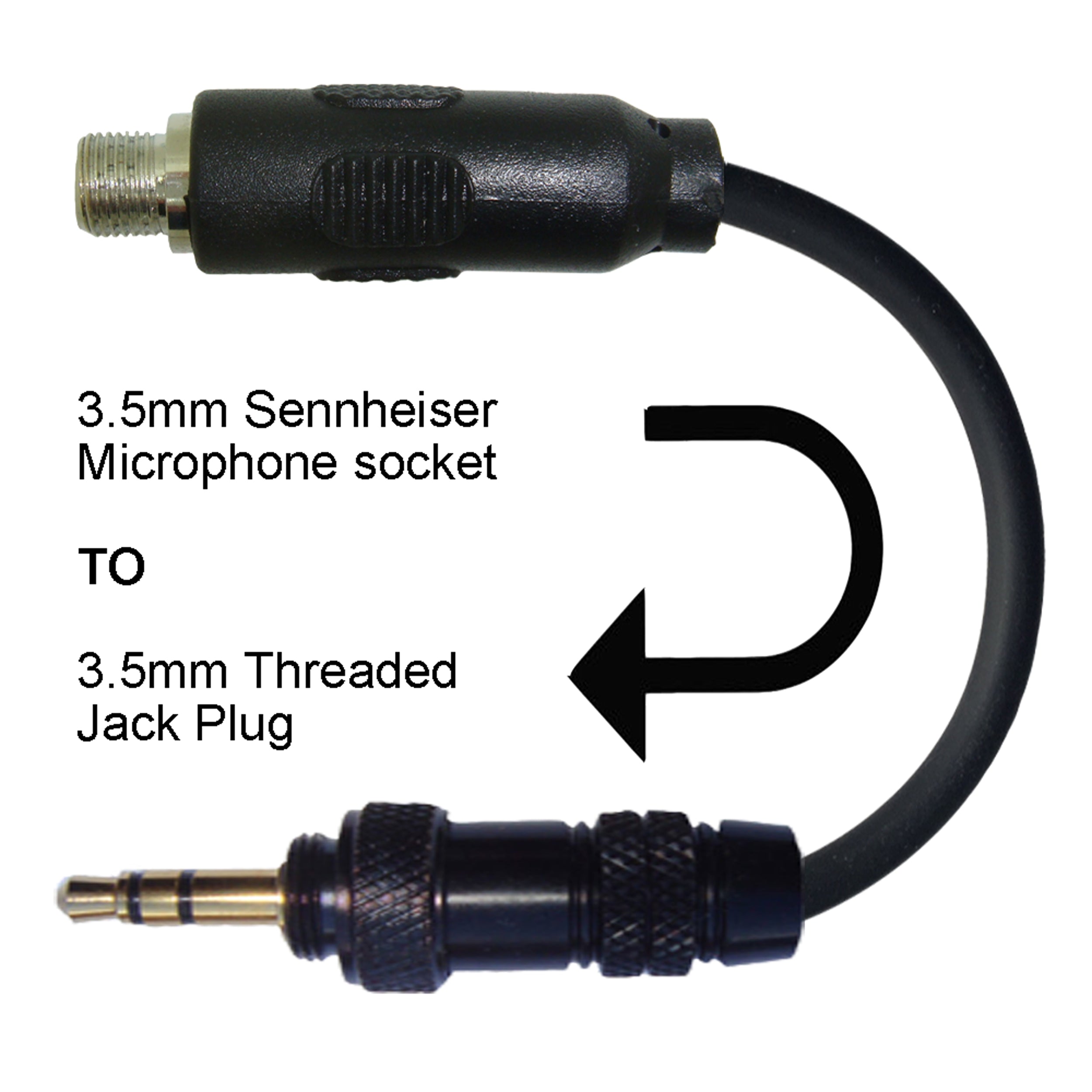 Sennheiser 3.5mm Jack Microphone Adapter to Convert Lavalier Ear-hook Headworn Body Pack Transmitter Mic