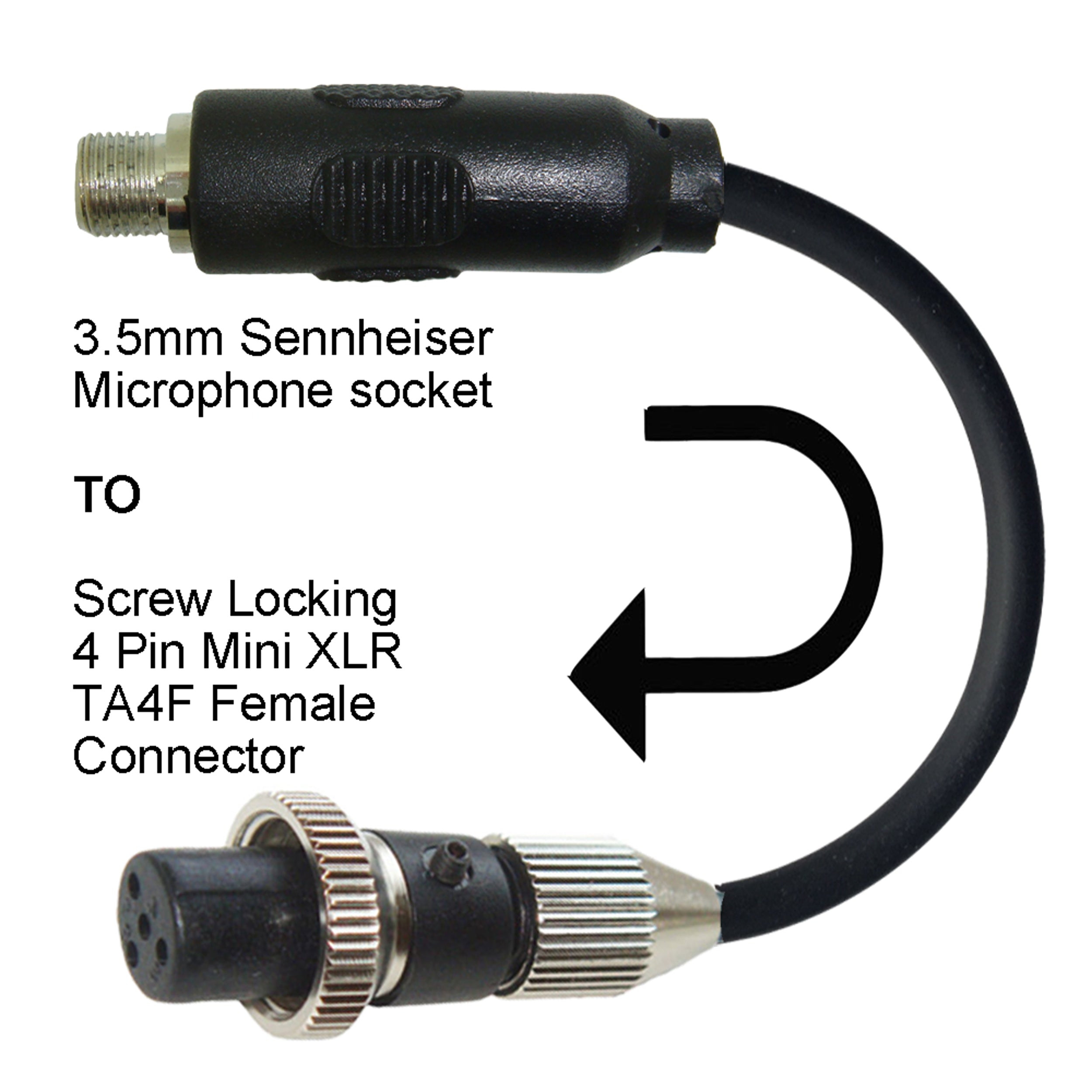 Sennheiser 3.5mm Jack Microphone Adapter to Convert Lavalier Ear-hook Headworn Body Pack Transmitter Mic