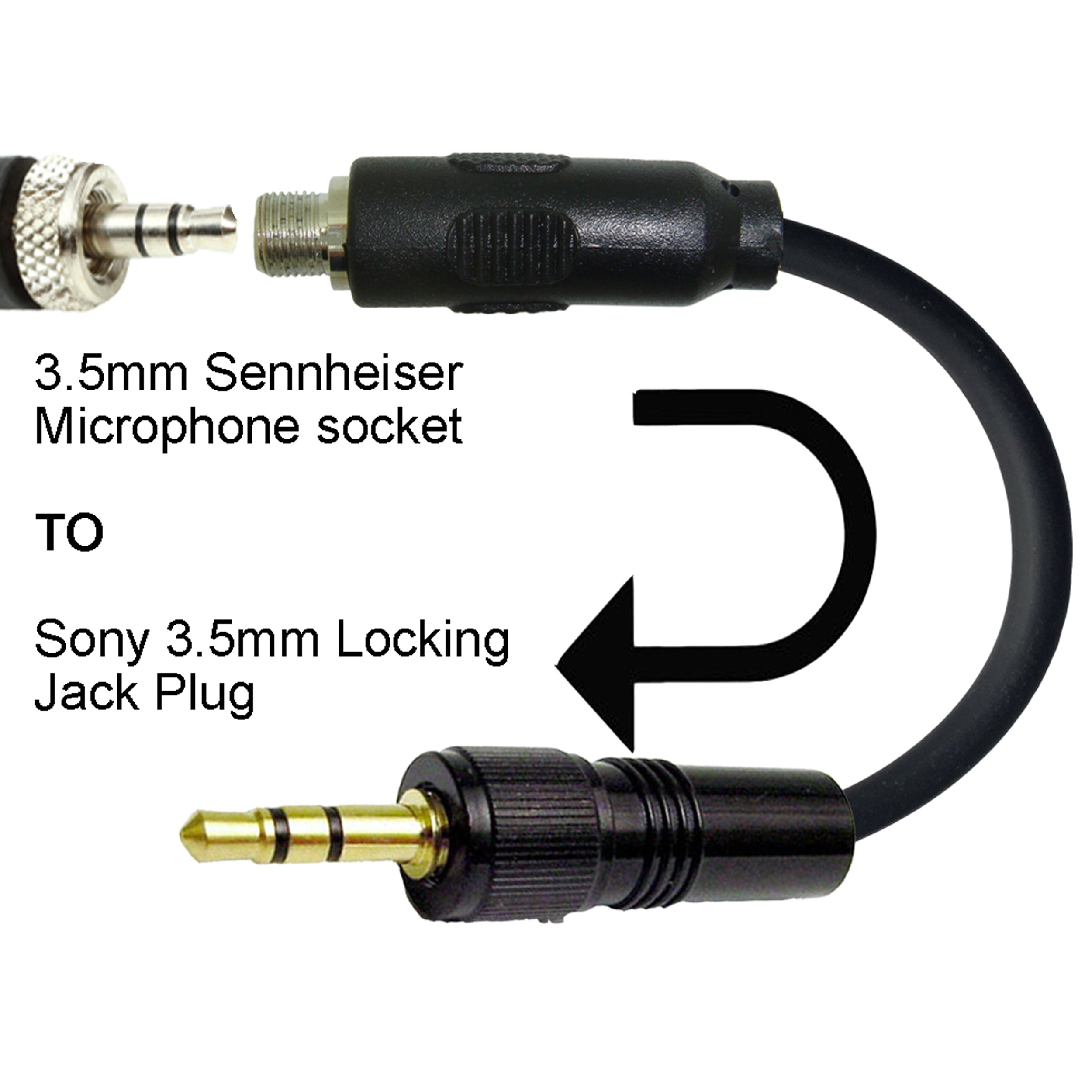 Sennheiser 3.5mm Jack Microphone Adapter to Convert Lavalier Ear-hook Headworn Body Pack Transmitter Mic