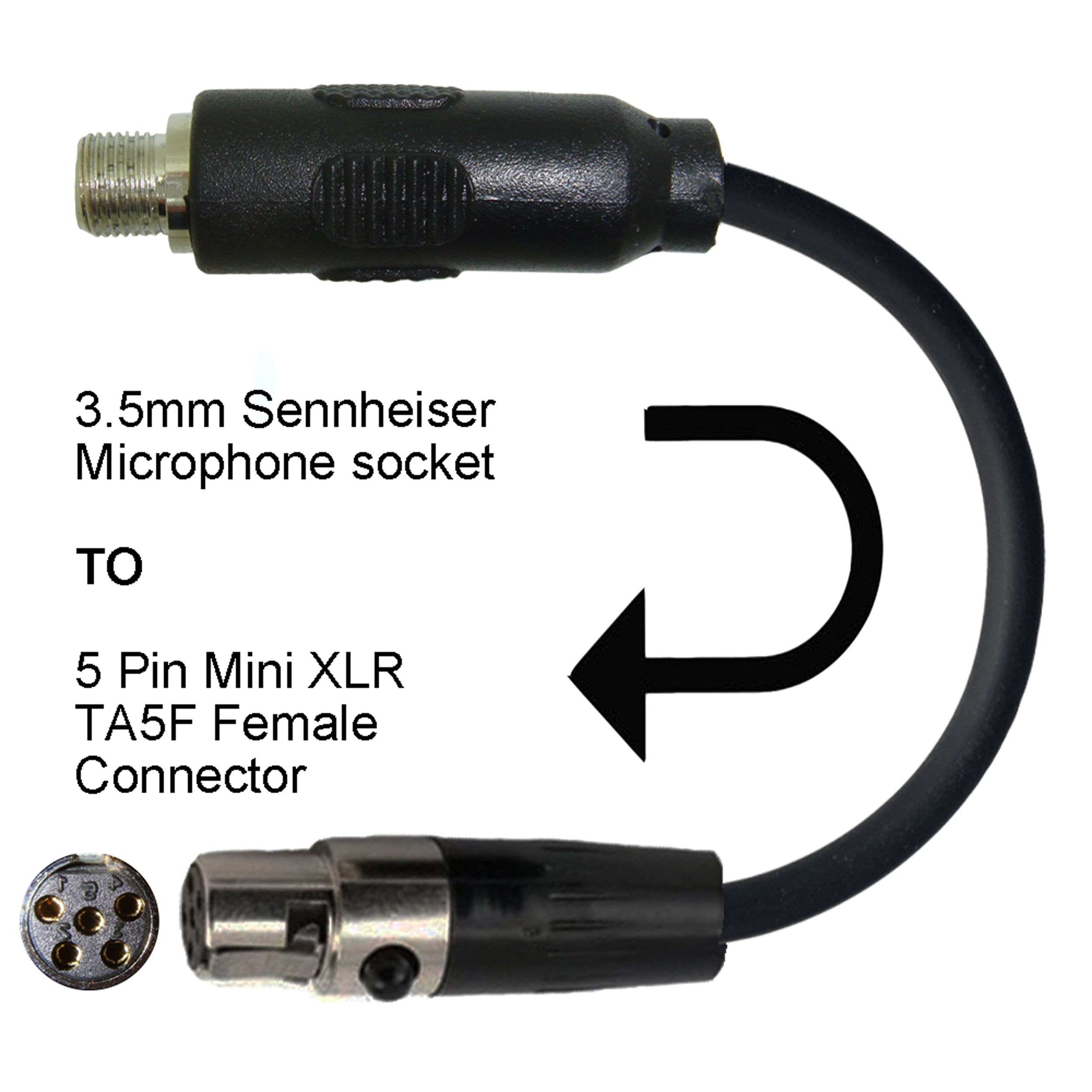 Sennheiser 3.5mm Jack Microphone Adapter to Convert Lavalier Ear-hook Headworn Body Pack Transmitter Mic