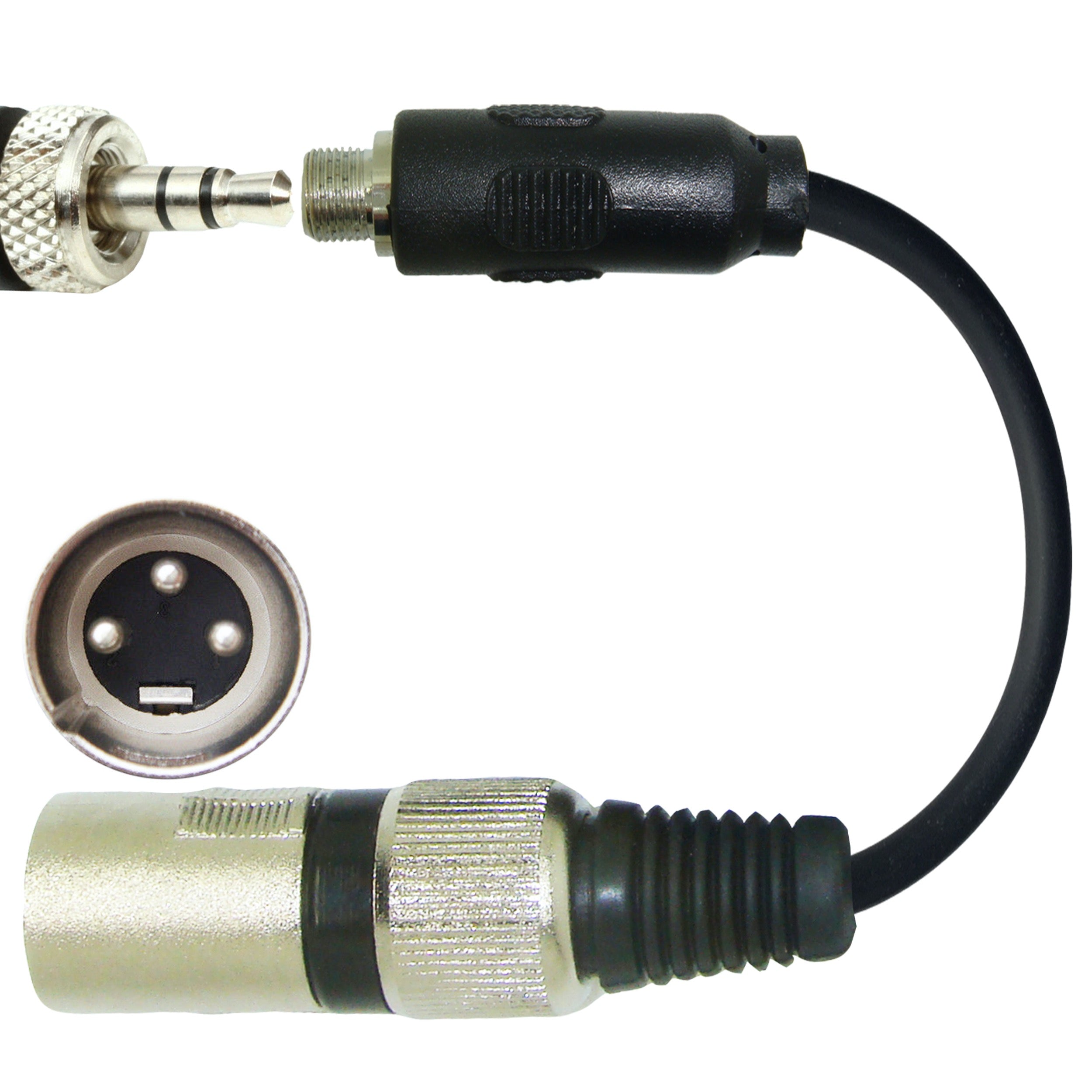 Sennheiser 3.5mm Jack Microphone Adapter to Convert Lavalier Ear-hook Headworn Body Pack Transmitter Mic