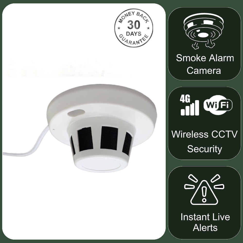 Wireless 4G Camera in Smoke Alarm 5MP 4K UHD Video Recorder Live View on CamHi Pro App