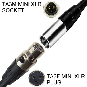 TA3F 3 Pin Mini XLR In-Line Female Socket Plug Connector and Audio Microphone Bodypack