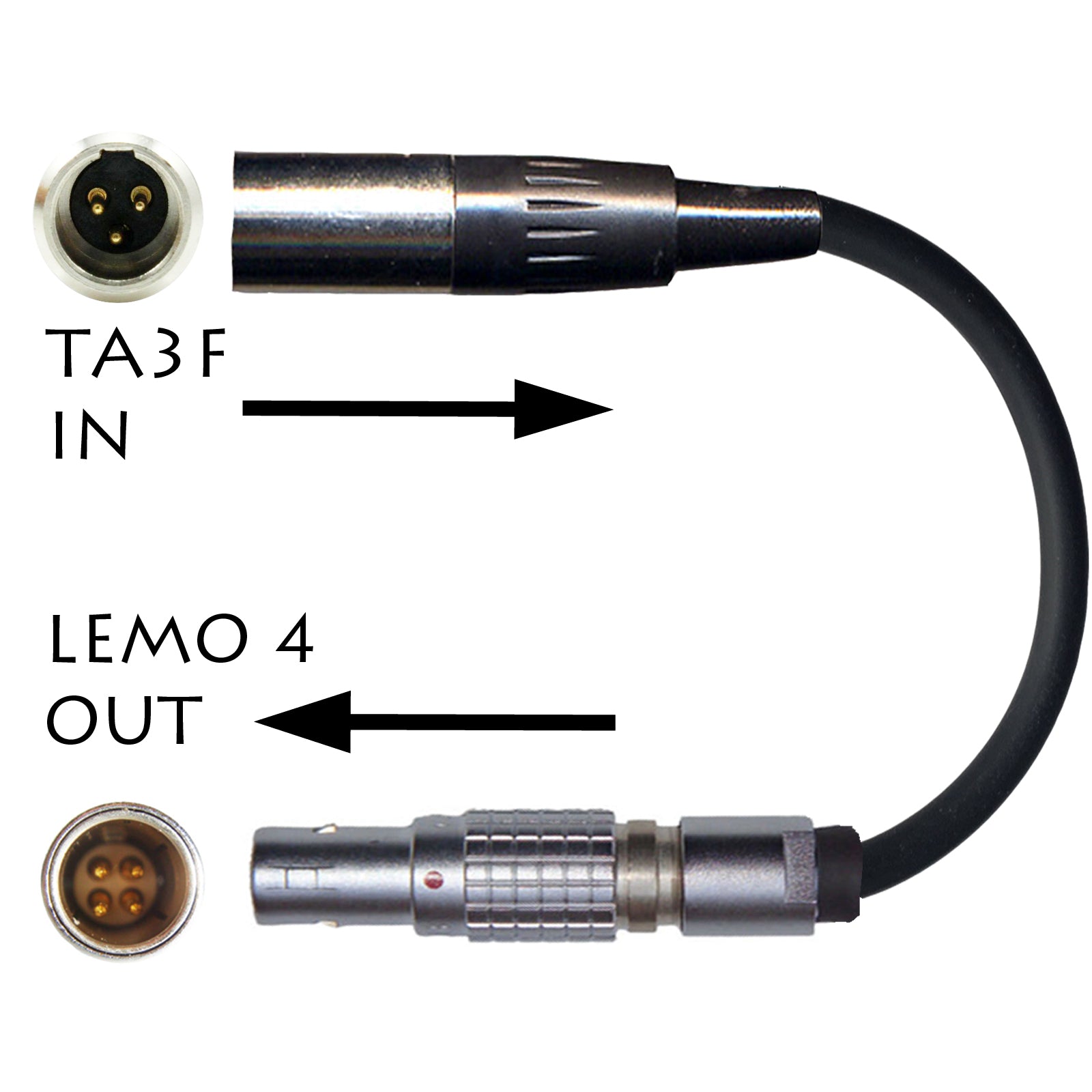 Lemo 4 Pin Microphone Adapter to Convert Lavalier Ear-hook Headworn Body-pack Transmitter Mic