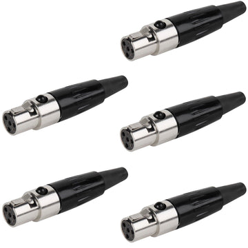 5x TA4F 4 Pin Mini XLR Connector Plug Inline Female Socket For Audio Microphone