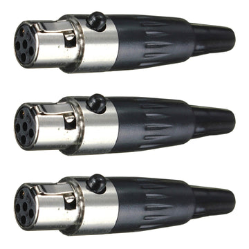 3x TA5F 5 Pin Mini XLR Connector Plug Inline Female Socket for Audio Microphone