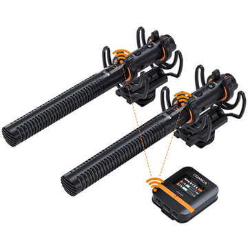 VM40 Comica Shotgun Microphone Super Cardioid Dual Channel Wireless 200 Metre Range Built In Recorder