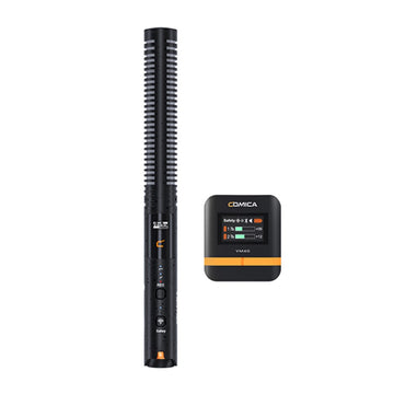 VM40 Comica Shotgun Microphone Super Cardioid Dual Channel Wireless 200 Metre Range Built In Recorder