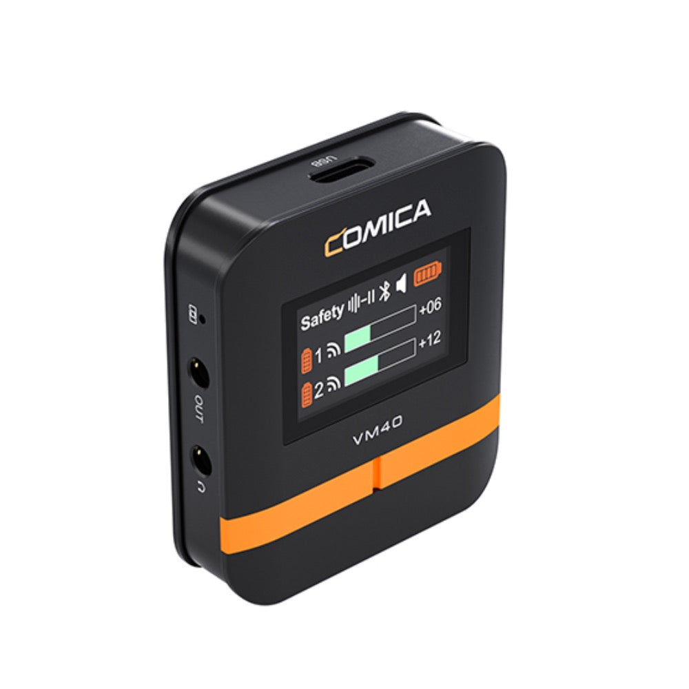 VM40 Comica Shotgun Microphone Super Cardioid Dual Channel Wireless 200 Metre Range Built In Recorder