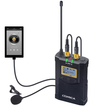 Wireless Lavaliere Microphone Comica WM100 PLUS (A) Dual-Channel UHF Transmitter Receiver for Camera Smartphone PC