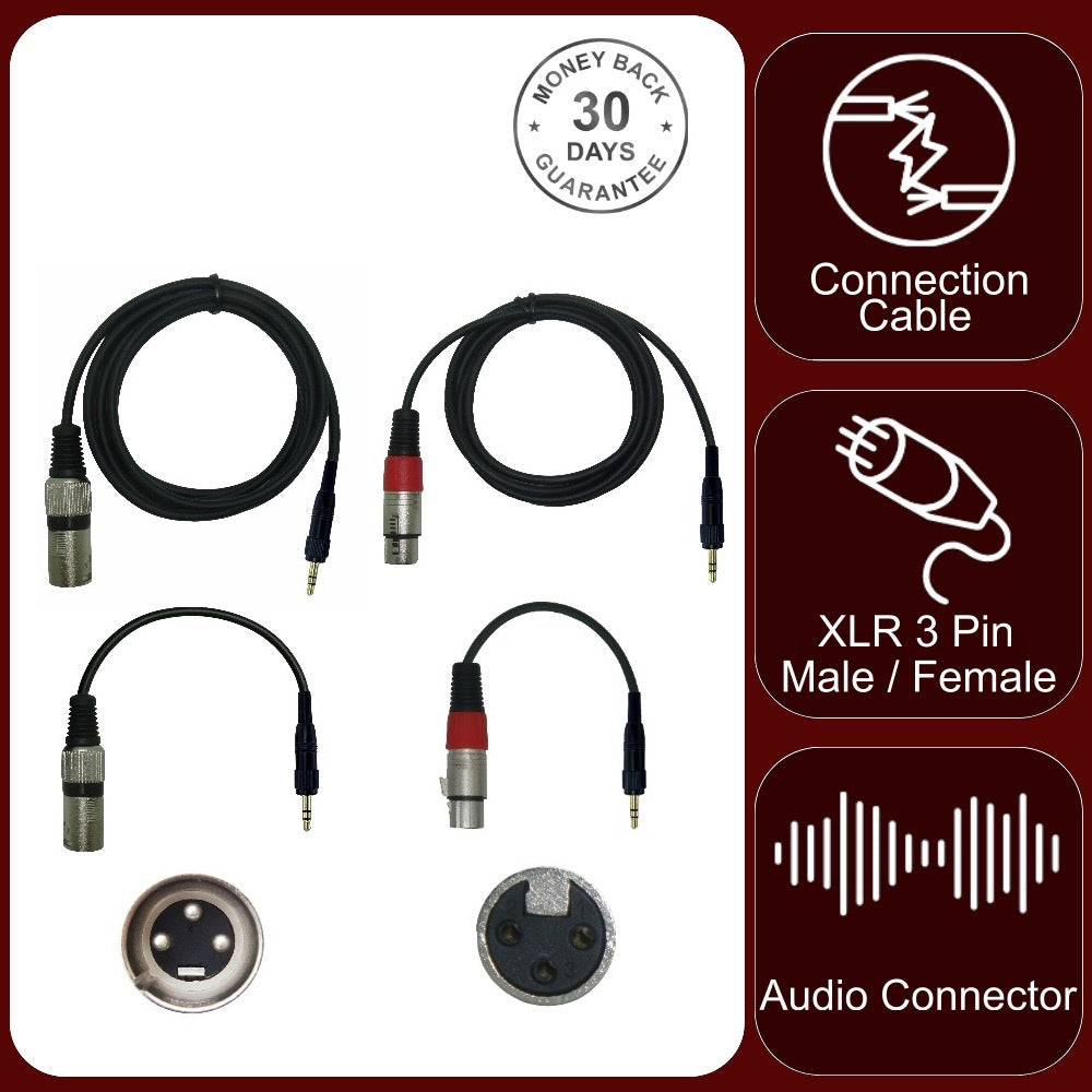 3 Pin XLR to 3.5mm Locking Jack Plug Adapter for Sennheiser Receiver Wireless Microphone