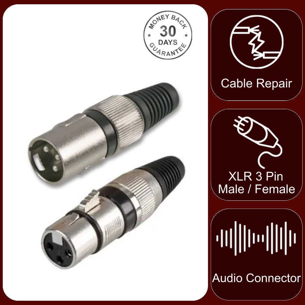 Low Cost Replacement 3 Pin XLR Male Plug Connector For Microphones & Cables on Amplifiers & Mixers