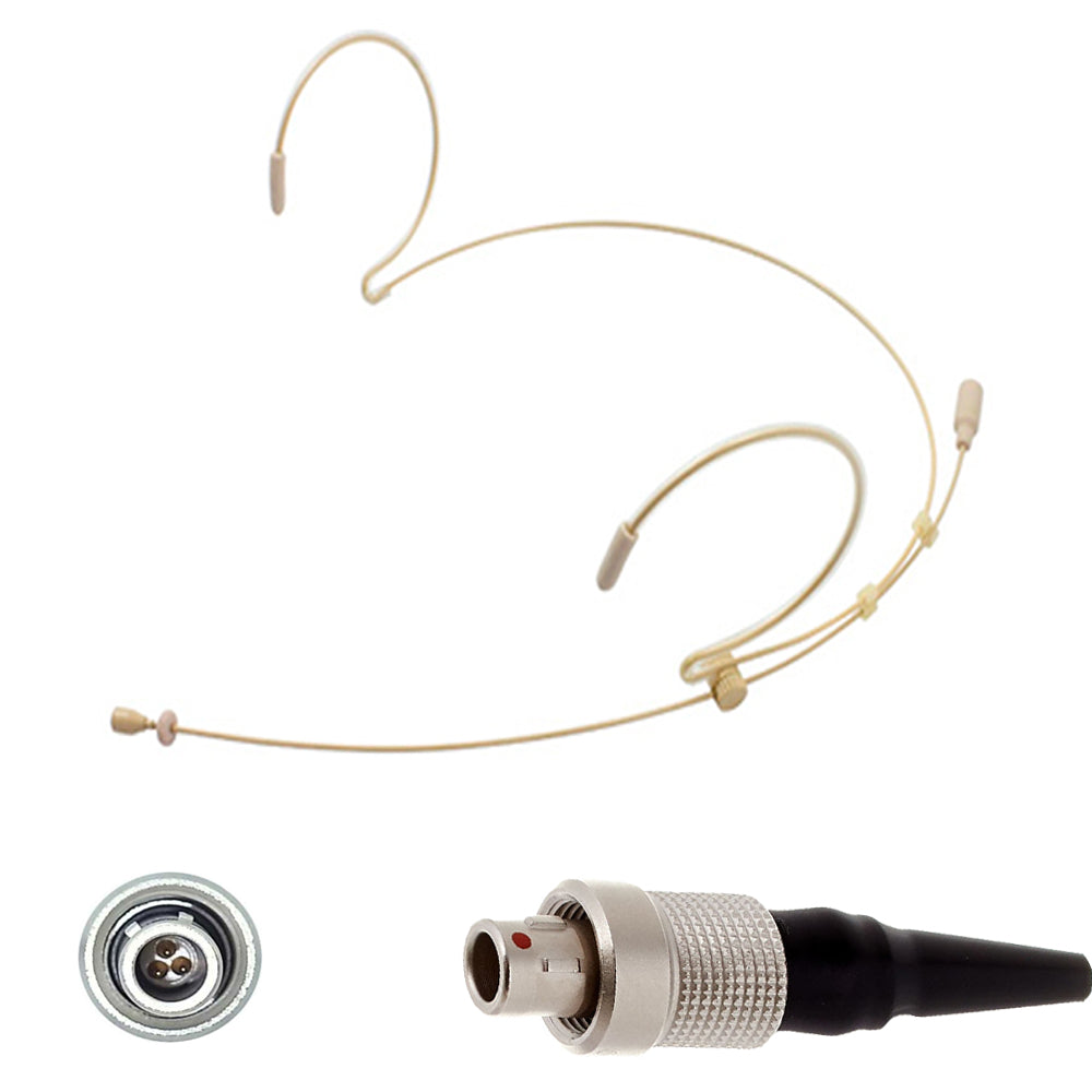 Lemo 3 Pin Double Ear Hook Headset Microphone for Sennheiser Body Pack Transmitter SK EW EK G AVX XSW Series