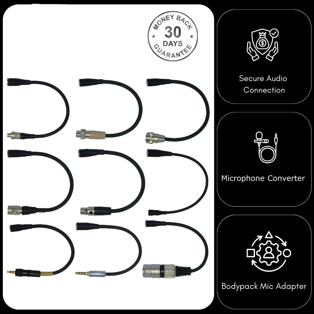 Microphone Adapter for Trantec or Beyerdynamic Lemo 4 Pin to Convert Lavaliere Ear-Hook to Different Body Pack Transmitter