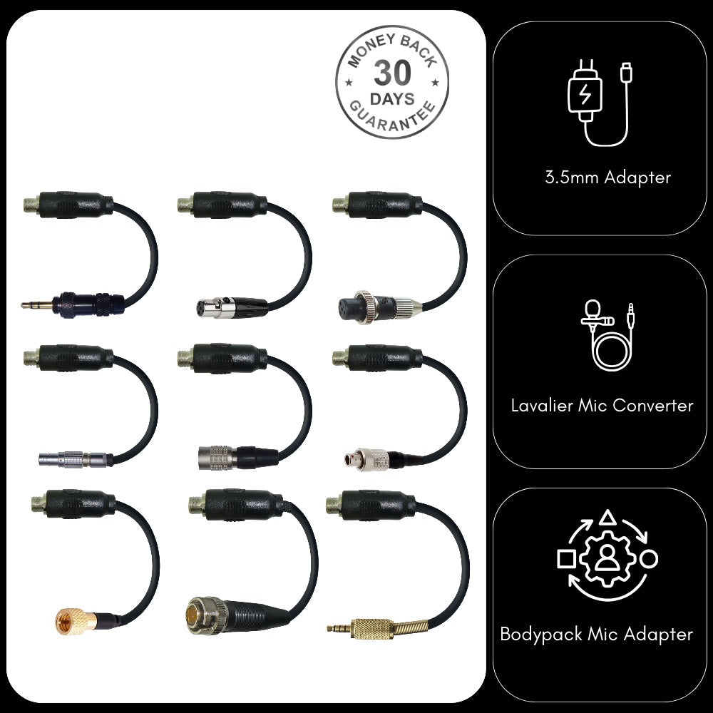 Sennheiser 3.5mm Jack Microphone Adapter to Convert Lavalier Ear-hook Headworn Body Pack Transmitter Mic
