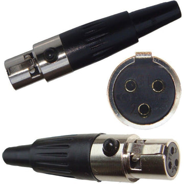 TA3F 3 Pin Mini XLR In-Line Female Socket Plug Connector and Audio Microphone Bodypack