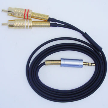 2x RCA Phono to 3.5mm TRRS Jack Microphone Recording Lead DJ Mixer Streaming Cable for iPhone Android