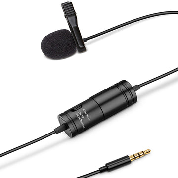3.5mm TRRS and TRS Universal Lavaliere Microphone for Smartphone App & DSLR Video Camera