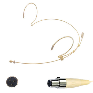 Samson Beige Double Ear Hook Headset Microphone for 3 Pin Mini XLR TA3F Body Pack Transmitter