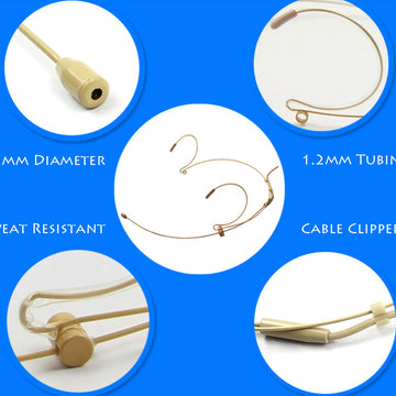Beige Double Ear Hook Microphone for Shure 4 Pin Mini XLR TA4F Wireless Body Pack Transmitters