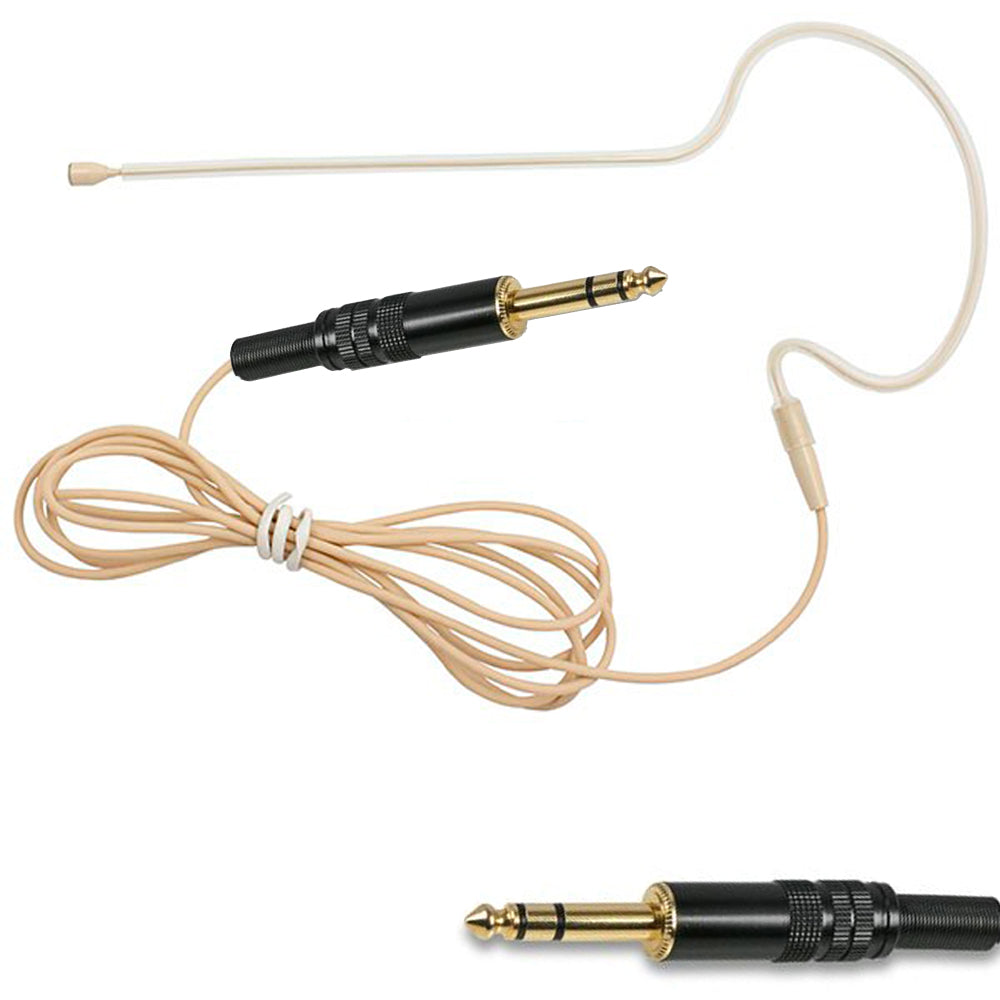 Beige Single Ear Hook Microphone for Wireless Body Pack Transmitters to fit all Brands Makes Models