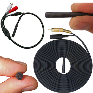 Outdoor Waterproof CCTV Microphone 15 Metre Cable Length RCA Phono Audio Output, 2.1mm DC socket