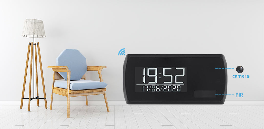 LED Clock Camera Wireless WiFi 1080p HD Video Recorder Night Vision 1 Year Battery Standby