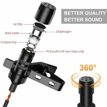 Micronic Phantom Powered Microphone 3 pin XLR Lavaliere Lapel Omnidirectional 3 and 6 Metre Cable Length