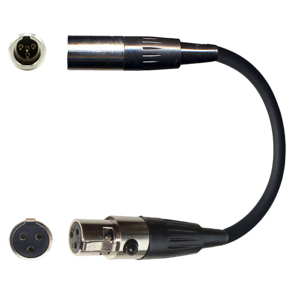 Microphone Adapter to Convert Shure DH5 Headset with Lemo 3 or 4 pin mini XLR Connector