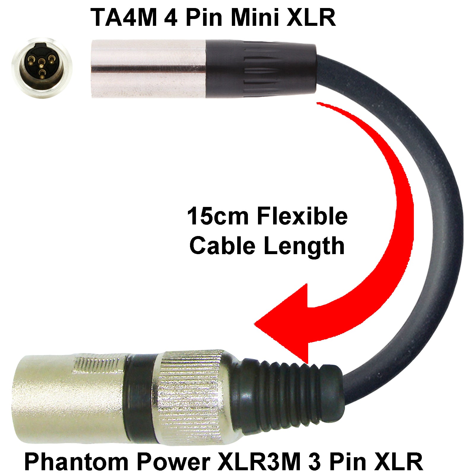 Shure Microphone Adapter Converts TQG 4 pin mini XLR Lavaliere Ear-hook Headworn Mic for Body Pack Transmitter