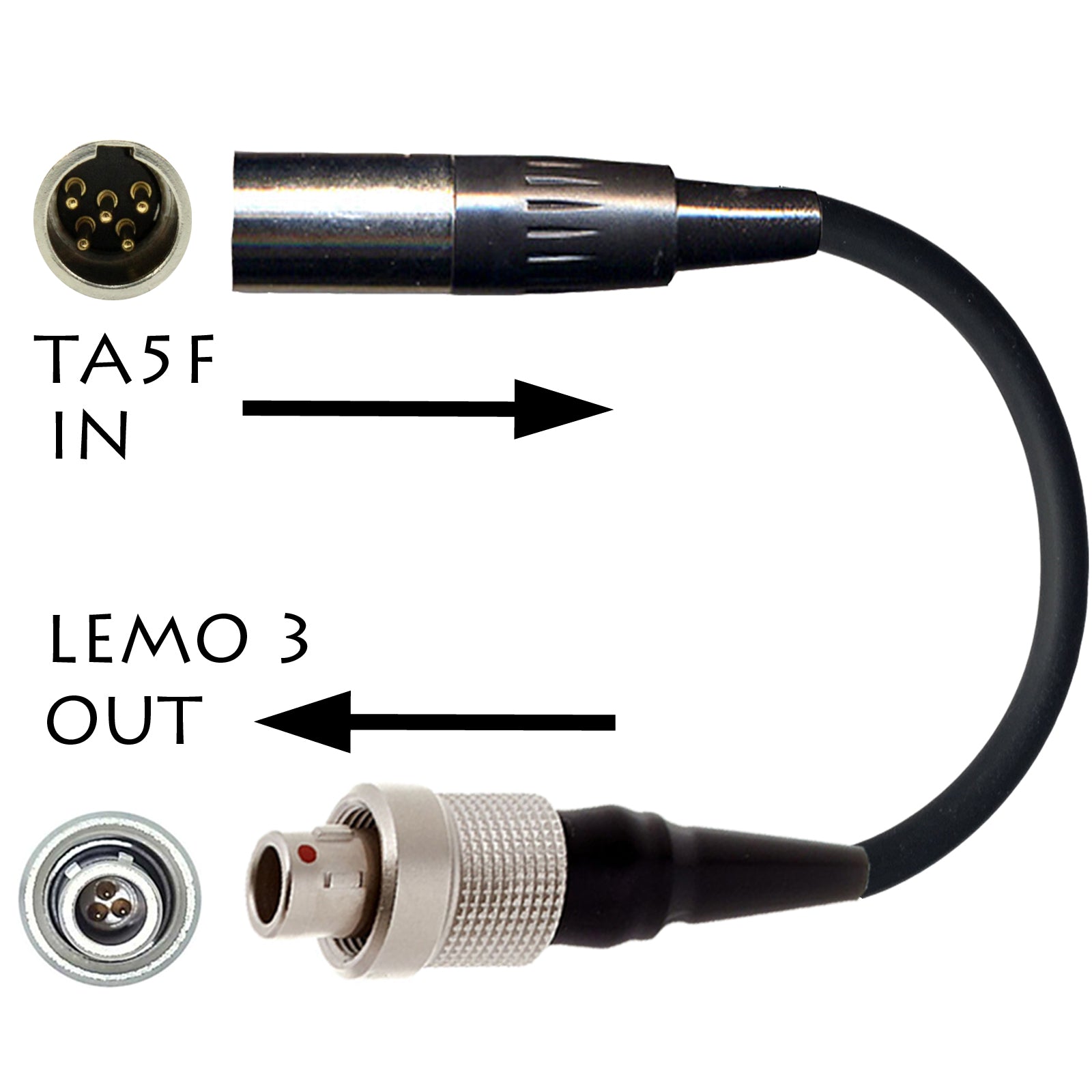 Microphone Adapter to Convert Lectrosonics 5 Pin Mini XLR to Different Body Pack Transmitter Connector
