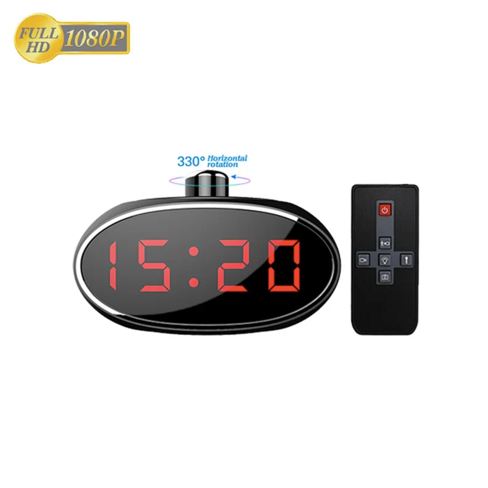 LED Clock Camera HD Video Recorder 330º Horizontal Pan Motion Detection and Sound