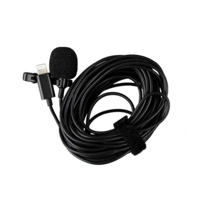 Clip On Lapel Lavalier Microphone for iPhone iPad Lightning Connector 2m, 4m, 6 metre cable length