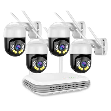Four Camera Wireless Wi-Fi CCTV System 3MP PTZ Night Vision 1080p Full HD 4TB NVR ICSee App