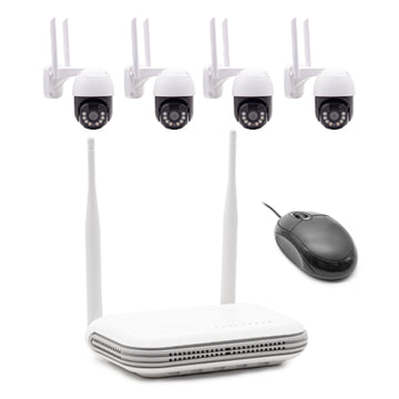 Four Camera Wireless Wi-Fi CCTV System 3MP PTZ Night Vision 1080p Full HD 4TB NVR ICSee App