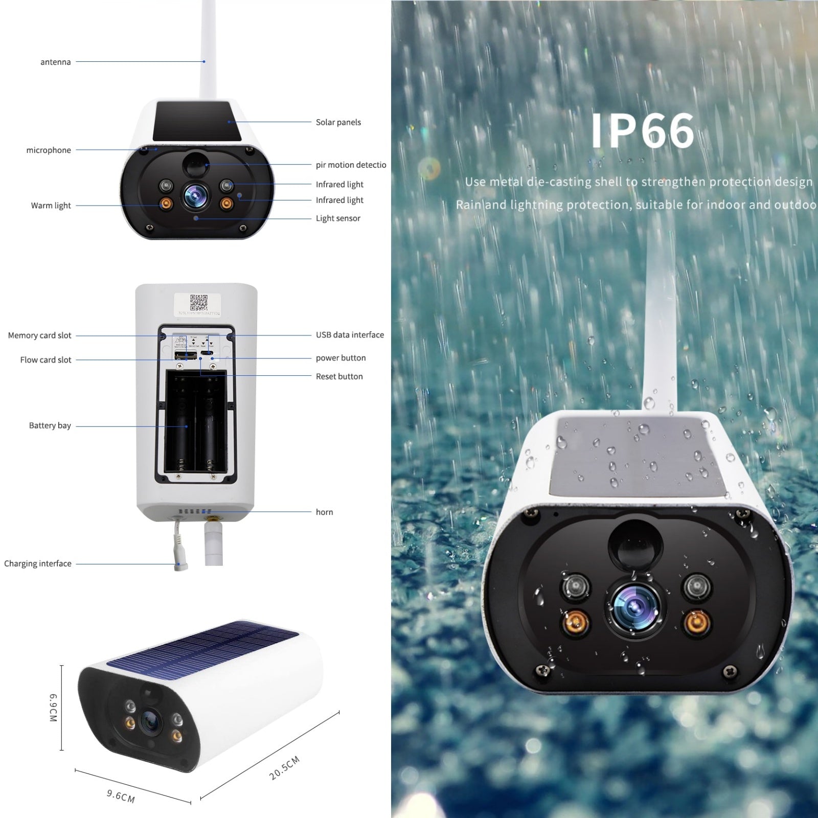 Y9 Wireless 4G Wifi Solar Power Wire Free Video Camera CCTV Security All Year Round