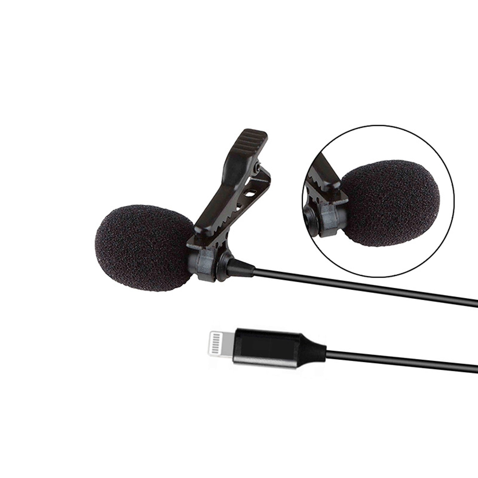 Clip On Lapel Lavalier Microphone for iPhone iPad Lightning Connector 2m, 4m, 6 metre cable length