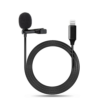 Clip On Lapel Lavalier Microphone for iPhone iPad Lightning Connector 2m, 4m, 6 metre cable length