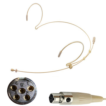 Lectrosonics Head Worn Microphone Beige Double Ear Hook for Body Pack Transmitter Lemo 3 / 5 Pin Mini XLR