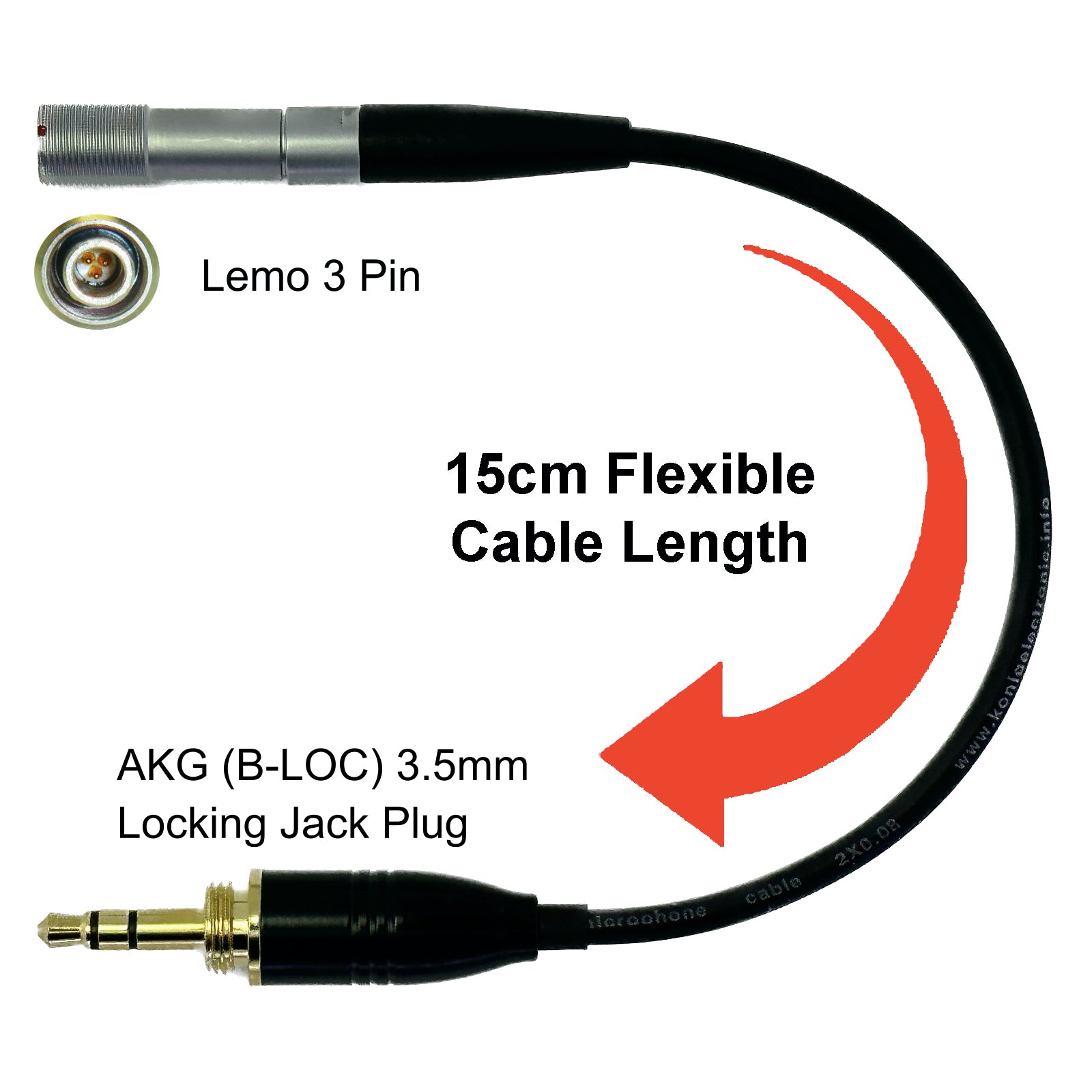 Lemo 3 Pin Microphone Adapter to Convert Shure Lavaliere Ear-Hook Head Mic to Different Body Pack Transmitter Connector