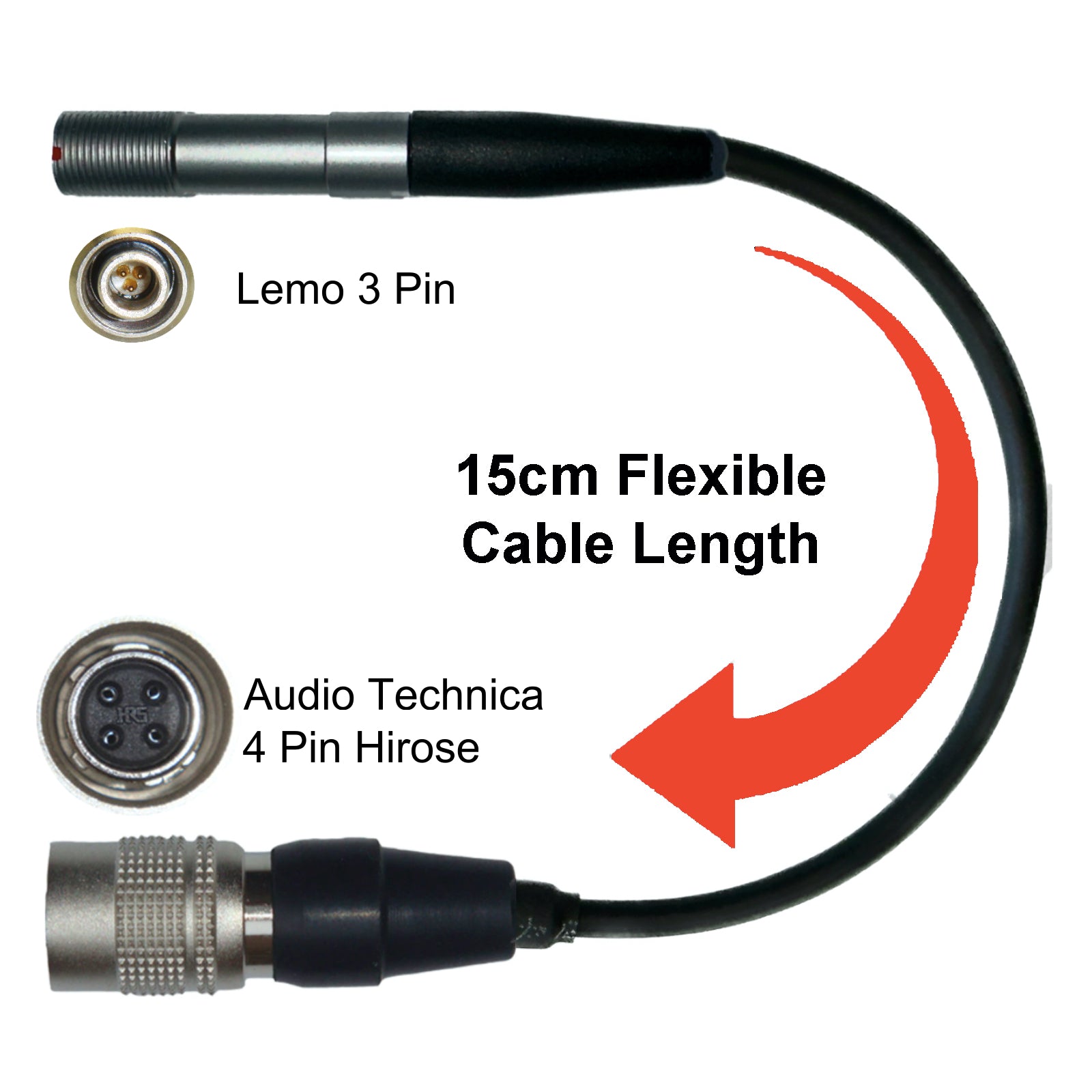 Microphone Adapter to Convert Shure DH5 Headset with Lemo 3 or 4 pin mini XLR Connector