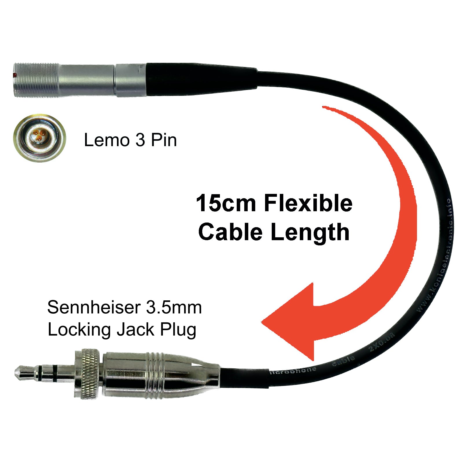 Lemo 3 Pin Microphone Adapter to Convert Shure Lavaliere Ear-Hook Head Mic to Different Body Pack Transmitter Connector