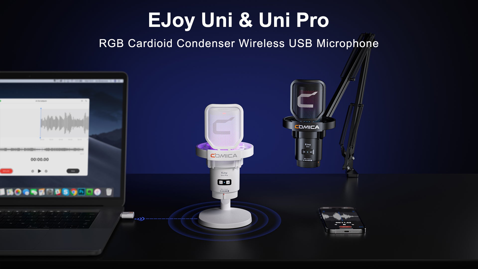 Comica Studio Condenser Microphone eJoy Wireless USB for Podcast Streaming YouTube Vocal Recording Gaming