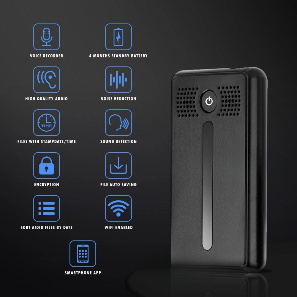 AR02 Wi-Fi Worldwide Live Streaming Audio Recorder Sound Activated Push Notification