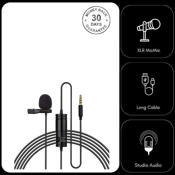 3.5mm TRRS and TRS Universal Lavaliere Microphone for Smartphone App & DSLR Video Camera