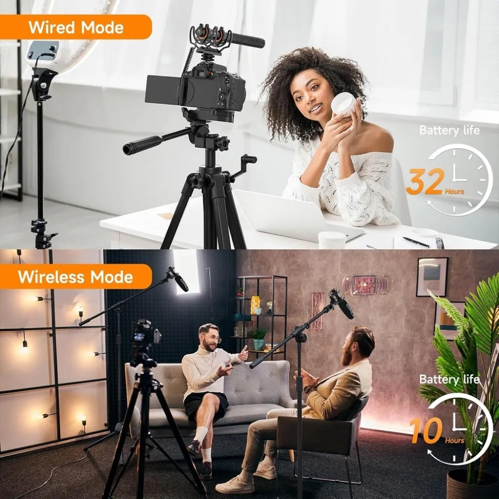 VM40 Comica Shotgun Microphone Super Cardioid Dual Channel Wireless 200 Metre Range Built In Recorder
