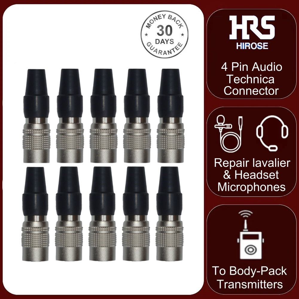 10x HR10A-7P-4S 4 Pin Hirose Locking Female Connector Audio Technica Microphone