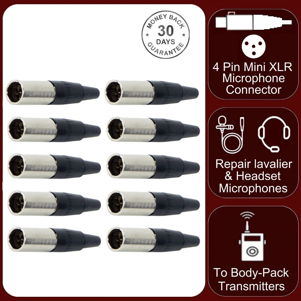 10x TA4M 4 Pin Mini XLR Inline Male Socket For TA4F Female Audio Connector Plug
