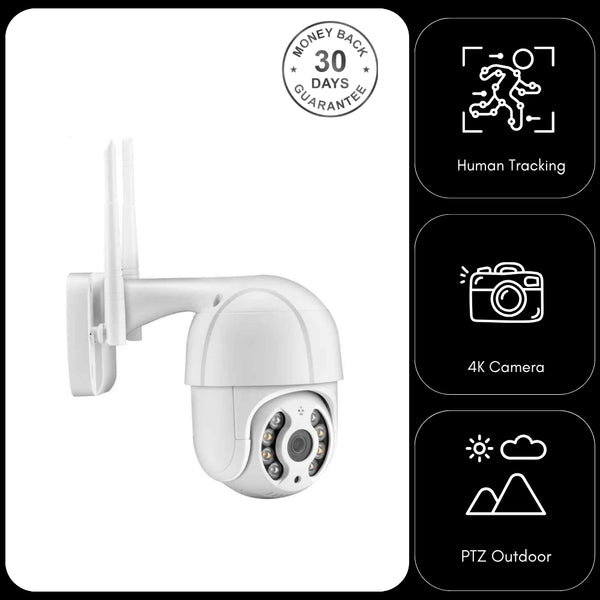 4K 8MP Human Tracking Camera Wireless Wi-Fi Night Vision Outdoor PTZ CCTV Video Recorder