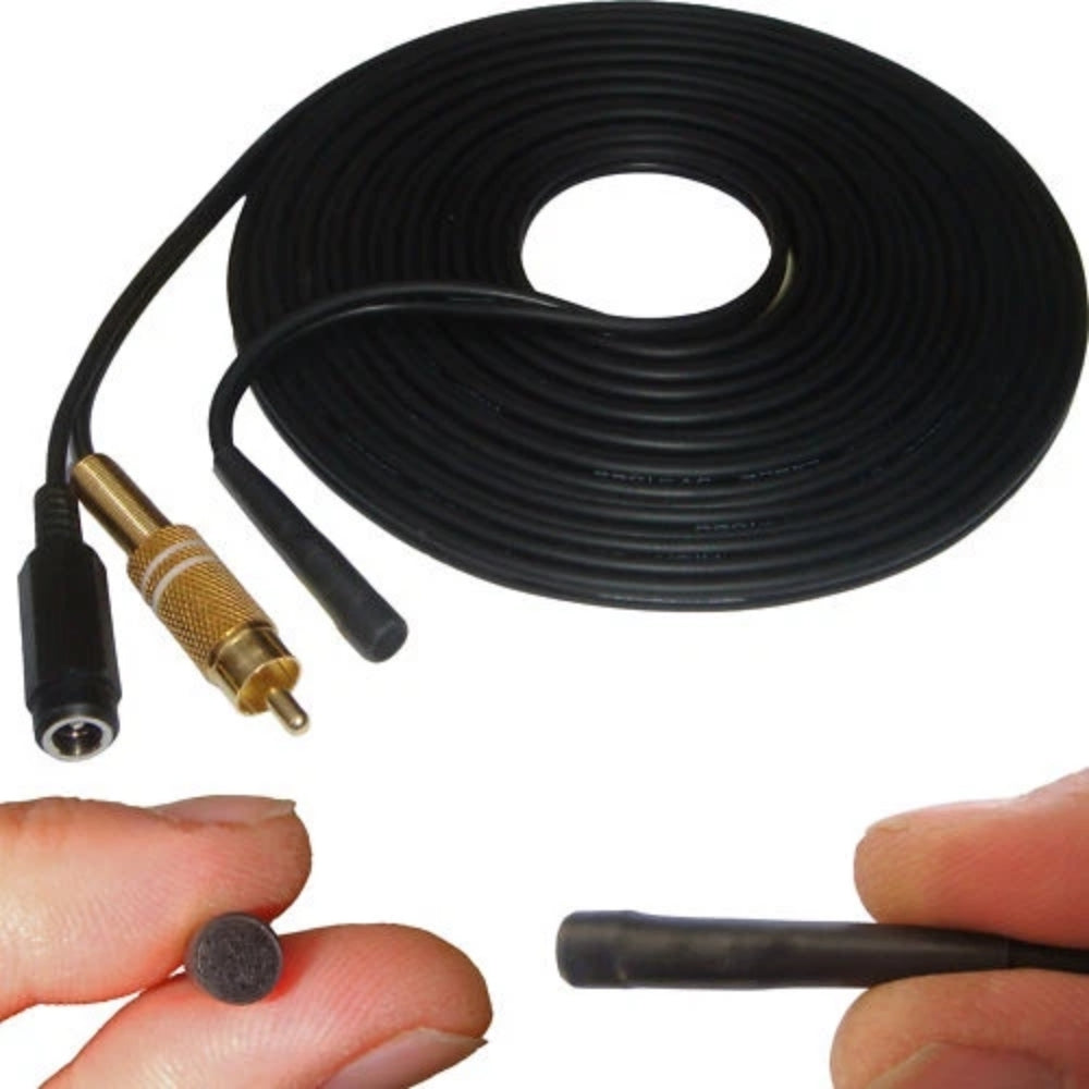 Indoor CCTV Microphone 30cm to 30 Metre Cable with RCA Phono Output and 2.1mm 12v DC Input